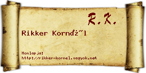 Rikker Kornél névjegykártya