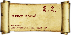 Rikker Kornél névjegykártya